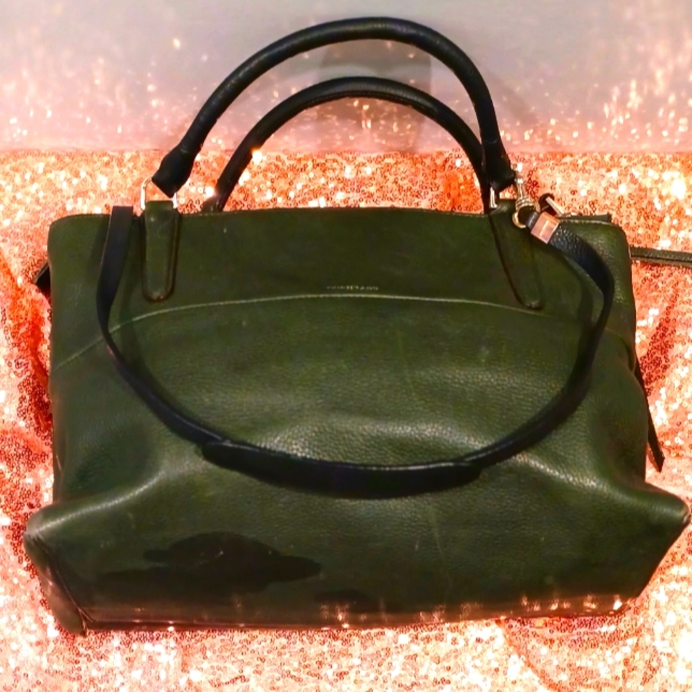SOLD!!! Coach handbag, olive green, w/ detachable strap